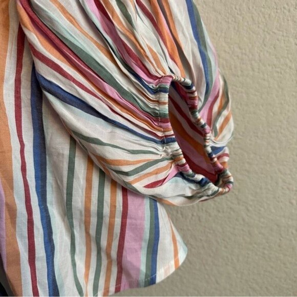 Lane Bryant Striped Multicolor Crossover Peplum coquette Babydoll Top Size 14 - Picture 8 of 13